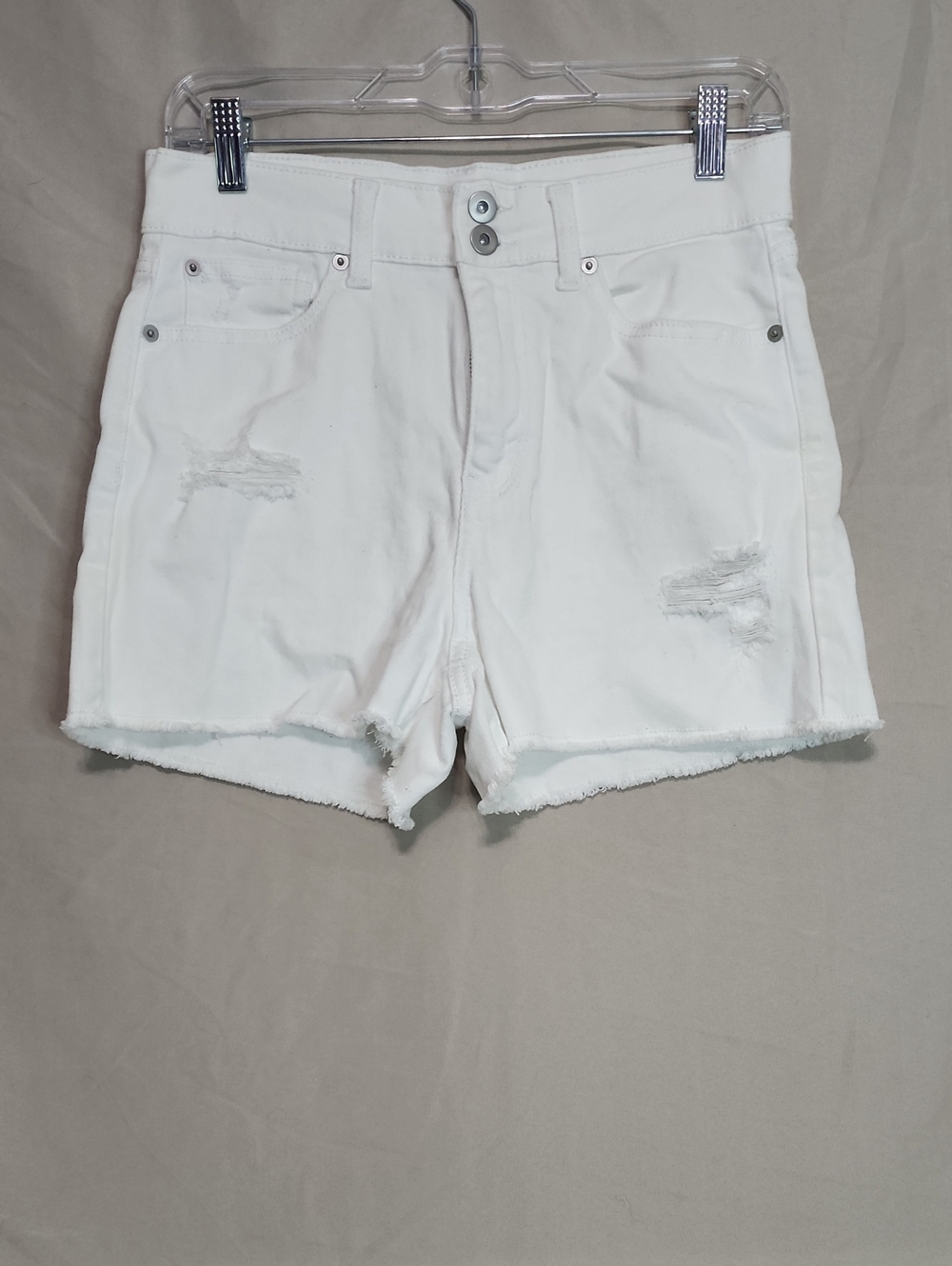 No Boundaries White Distressed Frayed Hem Jean Shorts